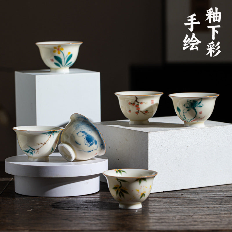 Authentic Honey Yellow Glaze Hand-Painted Persimmon Small Yashou Master Teacup - 70ml Cup
