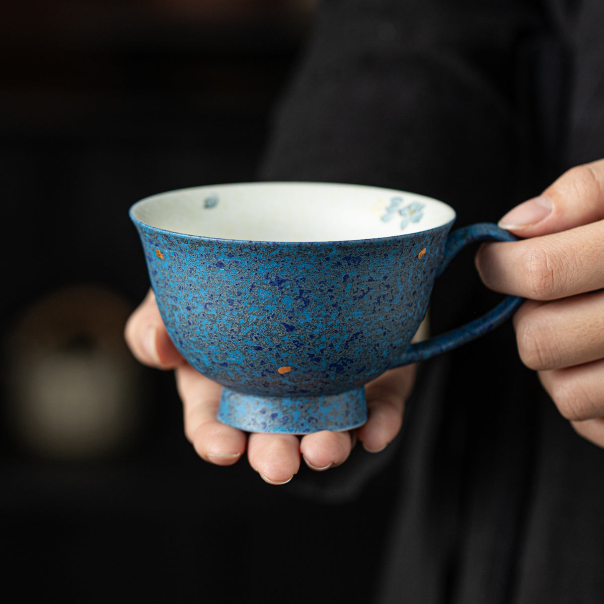 Authentic Gold-Splashed Hand-Painted Osmanthus & Butterfly Ceramic Mug - 280ml Pastoral Cup