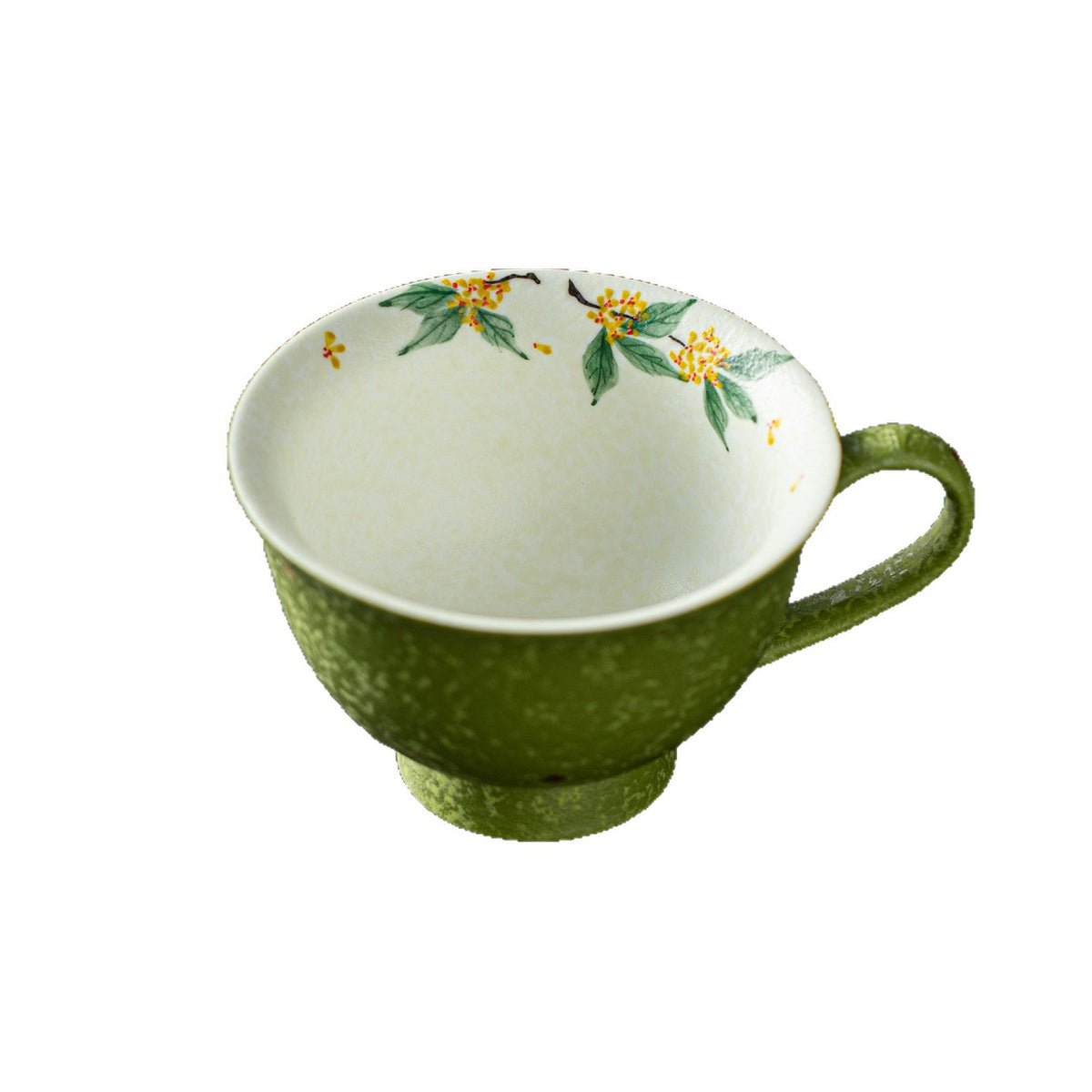 Authentic Gold-Splashed Hand-Painted Osmanthus & Butterfly Ceramic Mug - 280ml Pastoral Cup