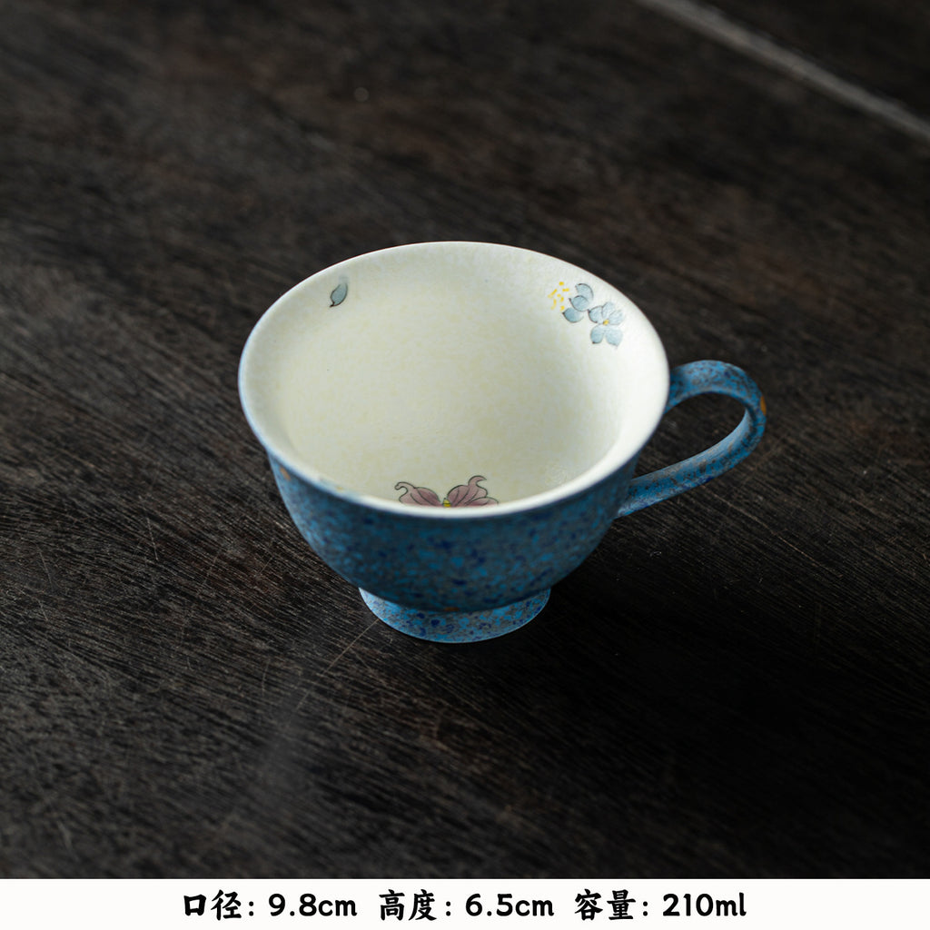 Authentic Gold-Splashed Hand-Painted Osmanthus & Butterfly Ceramic Mug - 280ml Pastoral Cup