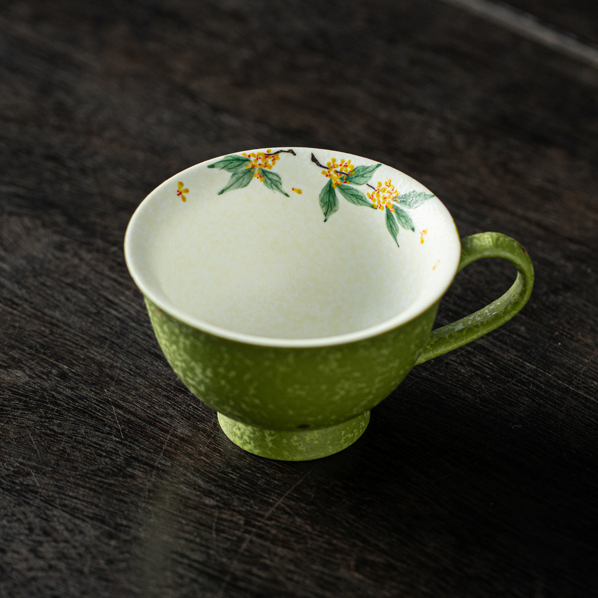 Authentic Gold-Splashed Hand-Painted Osmanthus & Butterfly Ceramic Mug - 280ml Pastoral Cup
