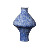 Textured Blue Chinese Ceramic Vase – Sculptural Classical Silhouette Flower Vessel, 29.5 cm