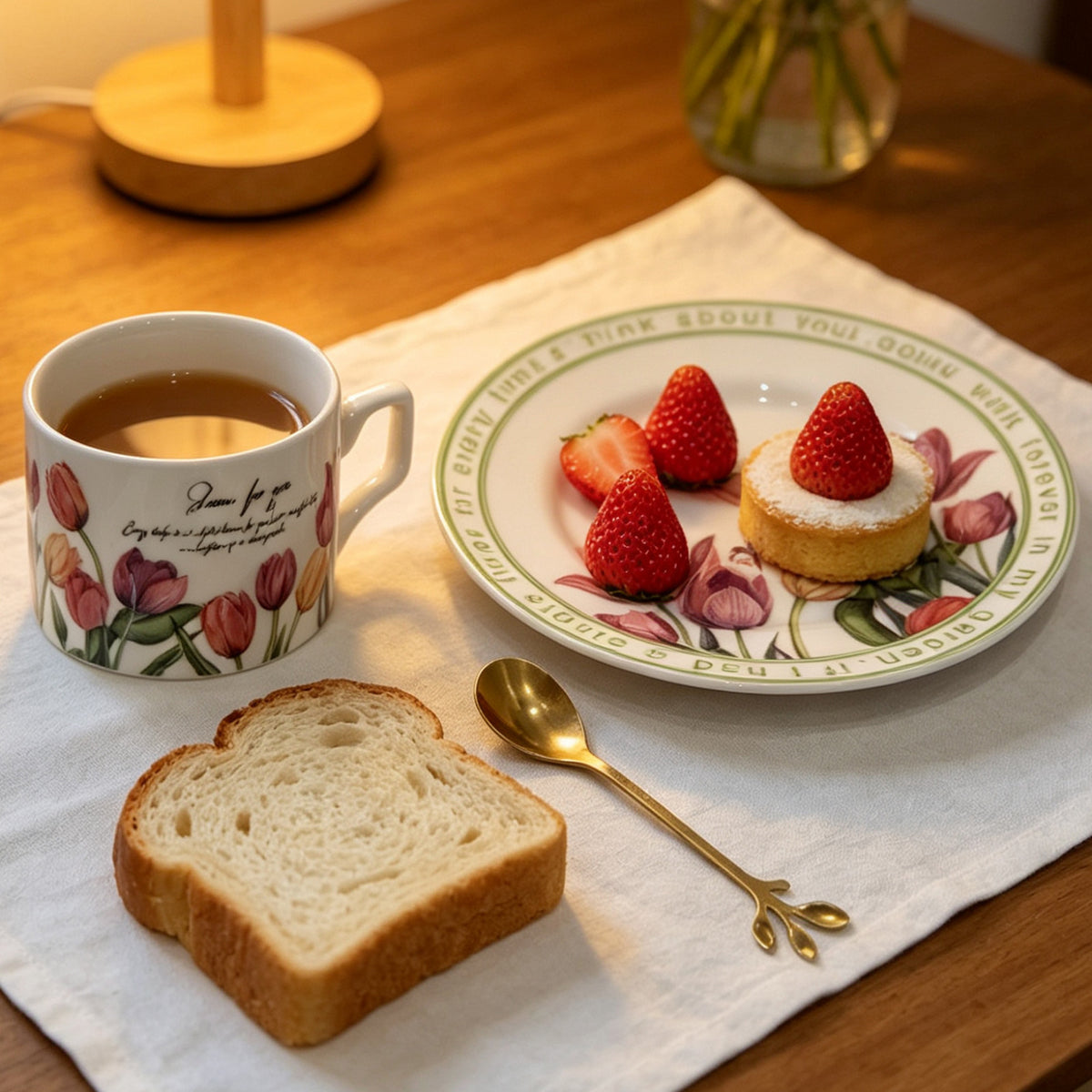 260ml tulip floral ceramic coffee cup with matching saucer for afternoon tea