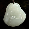 Certified natural white Hetian jade Maitreya Buddha pendant