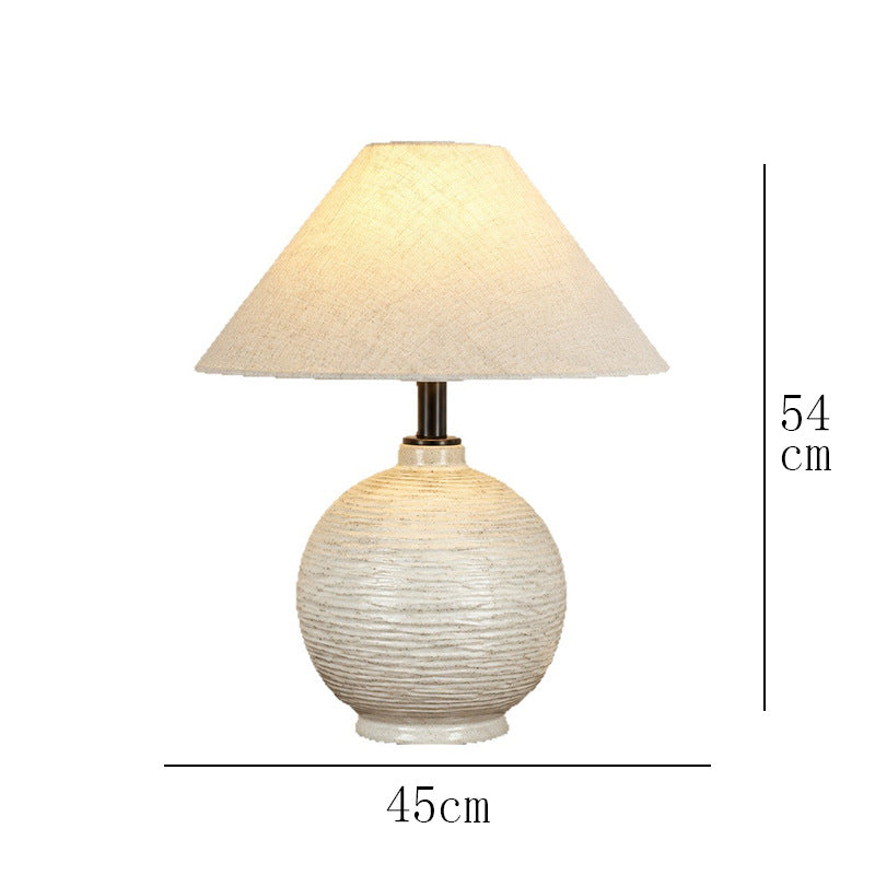 White textured ceramic orb table lamp, approximately 45 cm wide and 54 cm high
