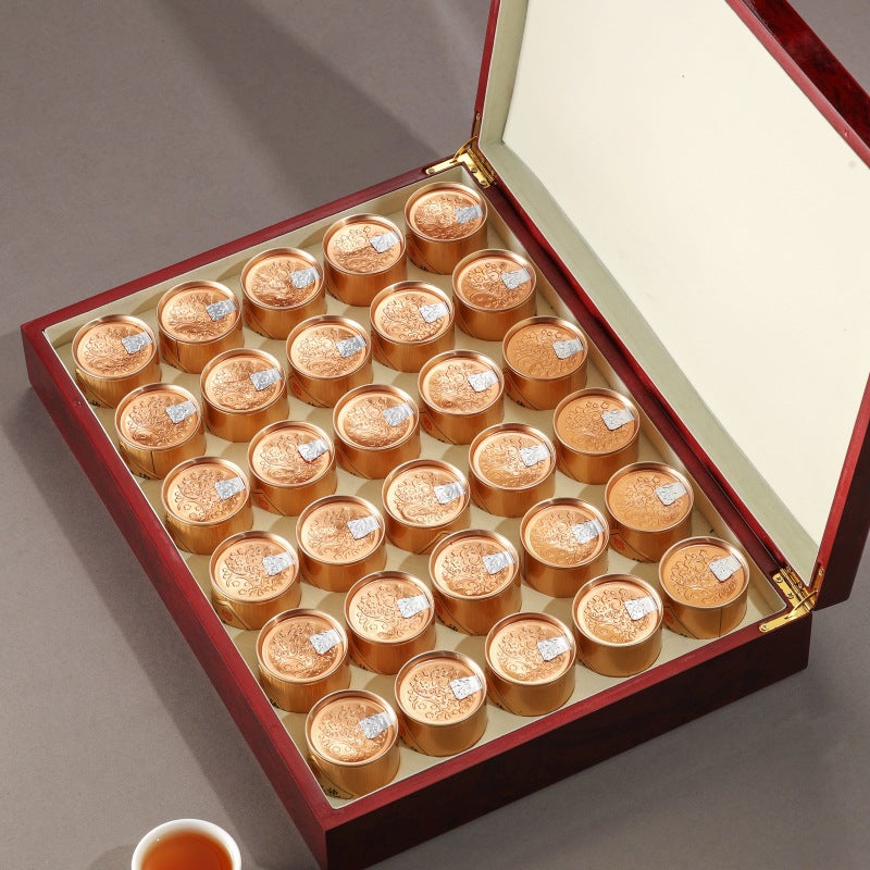 Wuyi rock tea wooden gift chest with individual mini tins