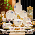 Xunmengyuan watercolor floral bone china dinnerware set with ivory porcelain purple and blue flowers