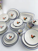 Yubaofang Retro Rooster Ceramic Tableware Collection – Blue-Rim Bowls, Plates, Fish Platters, Cup & Teapot