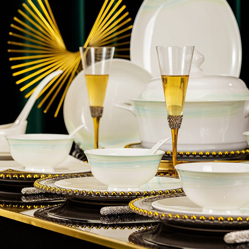 Yun Xi pale celadon gradient Jingdezhen ceramic dinnerware set