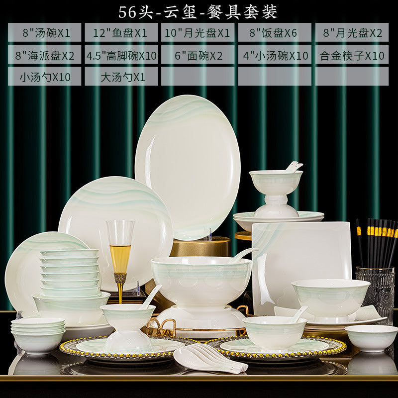 Yun Xi Jingdezhen pale green ceramic dinnerware lifestyle image
