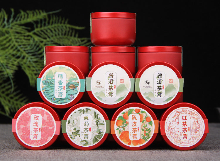 Yunnan tea paste 40g red tin assortment 茶膏 seven tea varieties