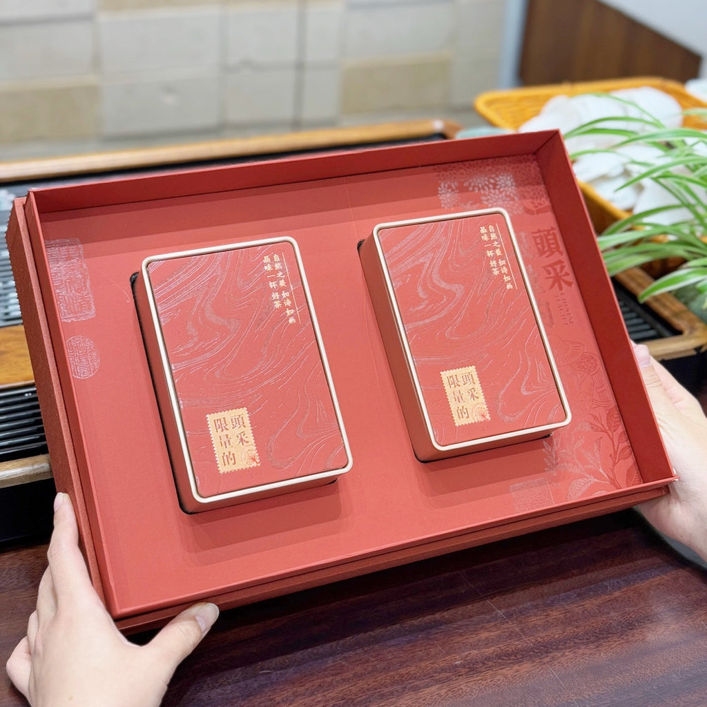Zhangping Shui Xian oolong tea gift box with two red tins